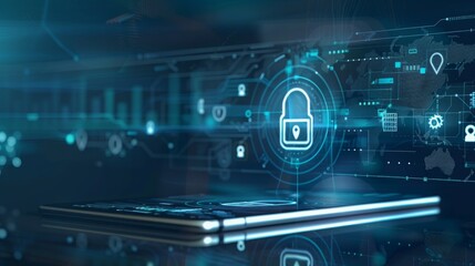 Cyber security network. Padlock icon and internet technology networking. Businessman protecting data personal information on tablet and virtual interface. Data protection privacy concept. GDPR. EU. 