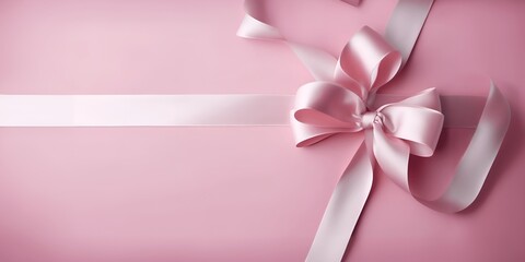 Pink Bow and Ribbon on Pastel Background