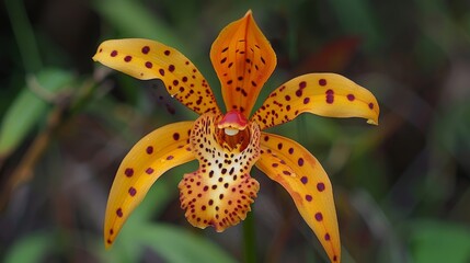 Stunning capture of an elegant tiger orchid flower in full bloom, showcasing intricate details