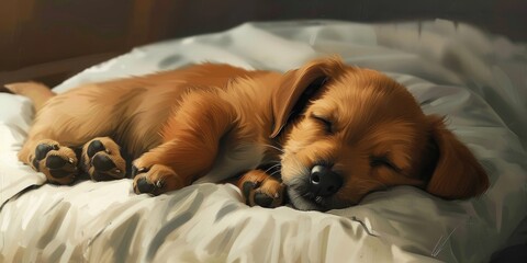 sleepy cute brown puppy  Generative AI