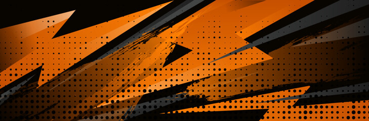 abstract comic retro background design template in horizontal layout. combination of gold or brown gradient with black colors. dot circle halftone pattern and flash thunder light of element cover.