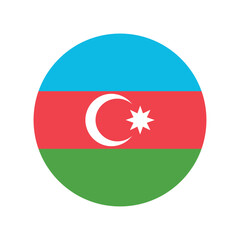 made in Azerbaijan, round with Azerbaijani national flag colors, circle vector icon