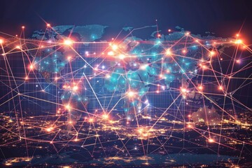 Digital map of world network created with generative ai