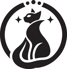 Cat Vector Logo Art Design.