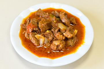 Sauteed chicken with carrots and peas ( Turkish ; Et, Tavuk Sote, guvec  )