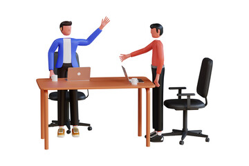 Businessman doing successful negotiation 3d illustration. 3d illustration of manager have a deal with the bussiness for contract or agreement