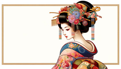 日本画（Japanese painting）／美人画 - obrazy, fototapety, plakaty