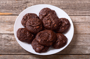 Group of homemade american chocolate cookies
