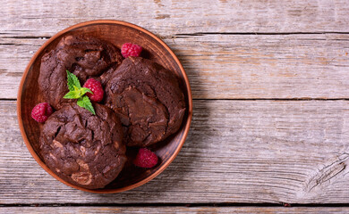 Group of homemade american chocolate cookies