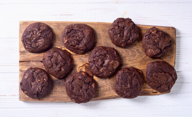 Group of homemade american chocolate cookies