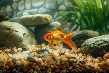 Goldfish magic. Drifting through a natural aquarium wonderland