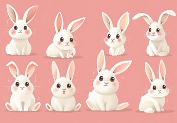 Fototapeta premium Cute bunnies: adorable bunny art featuring chubby cheeks, expressive eyes. Easter-themed content