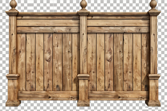 Set of stylish wooden garden wall panels, barriers, or borders, isolated on a transparent background. PNG, cutout, or clipping path. vector icon, white background, black colour icon