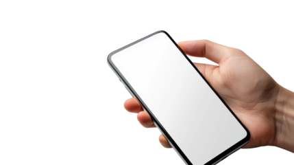 Hand is holding a smartphone 