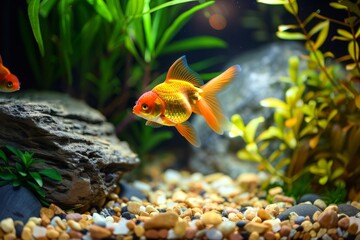Goldfish exploration. Discovering the aquatic realm