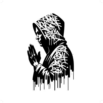 recommend clip art: monk silhouette, people in graffiti tag, hip hop, street art typography illustration.