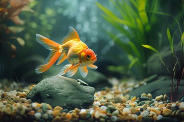 Goldfish euphoria. Exhilaration in aquatic joy