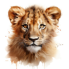 Watercolor Asiatic Lion, clipart Illustration, Generative Ai