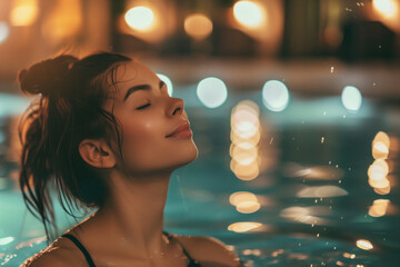 Photo of a Beautiful Woman Relaxing in Spa, Generative AI - obrazy, fototapety, plakaty
