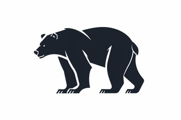 simple bear icon illustration, bear silhouette logo design vector icon, white background, black colour icon