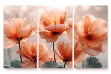 This triple display of poppies exudes a calm, natural aesthetic for the viewer