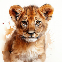 Watercolor Barbary Lion, clipart Illustration, Generative Ai