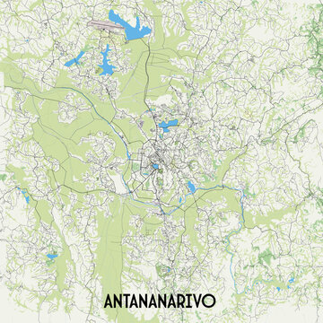 Map poster art of Antananarivo Madagascar