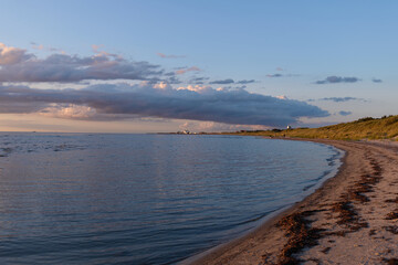 Laesoe / Denmark: Evening mood on the almost empty beach in Vesteroe Havn
