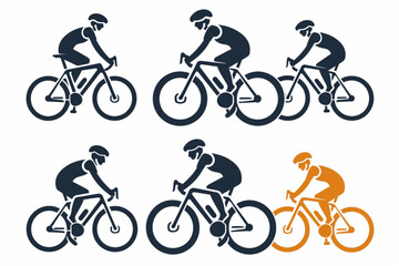 simple cycling icon illustration design, flat cyclist symbol template vector vector icon, white background, black colour icon - obrazy, fototapety, plakaty
