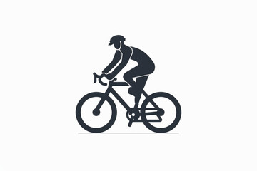 simple cycling icon illustration design, flat cyclist symbol template vector vector icon, white background, black colour icon - obrazy, fototapety, plakaty