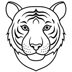 tiger head illustration mascot,tiger silhouette,tiger vector,icon,svg,characters,Holiday t shirt,black tiger head drawn trendy logo Vector illustration,tiger line art on a white background
