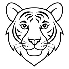 tiger head illustration mascot,tiger silhouette,tiger vector,icon,svg,characters,Holiday t shirt,black tiger head drawn trendy logo Vector illustration,tiger line art on a white background
