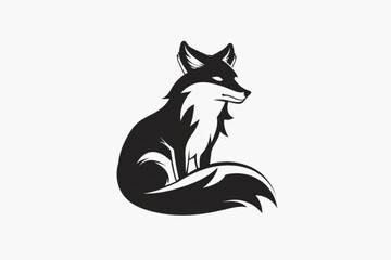 simple fox icon logo illustration design vector icon, white background, black colour icon