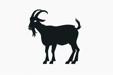 simple goat icon illustration vector, goat silhouette vector icon, white background, black colour icon