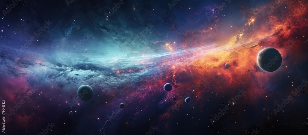 Poster group of planets floating in outer space