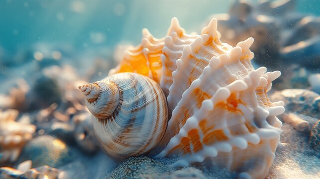 close up of a sea snail shell