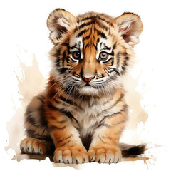 Watercolor Bengal tiger, clipart Illustration, Generative Ai