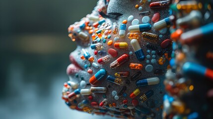 Fototapeta na wymiar concept of the medical innovation in pills treatment