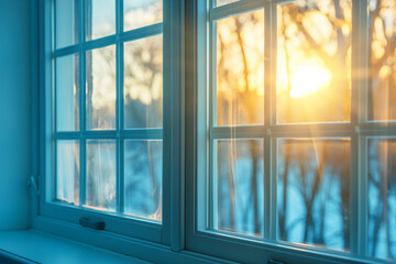 Warm sunlight shining through a window on a cold winter day