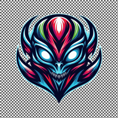 alien head in vector style. menacing creature suitable for a T shirt design
