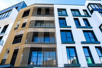 Fototapeta premium Facade of a modern condominium with clean lines