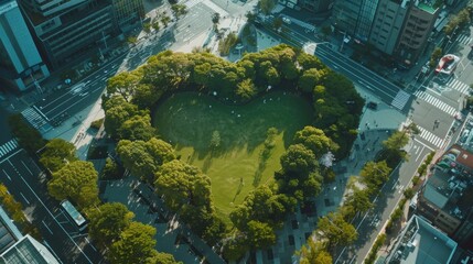 Heart Shaped City Park with View from Above