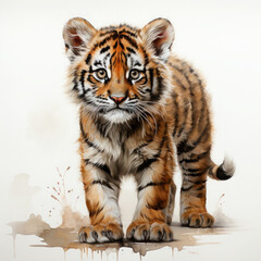 Fototapeta premium Watercolor Caspian tiger, clipart Illustration, Generative Ai