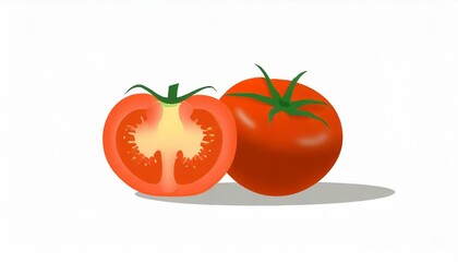 トマト　イラスト　白背景