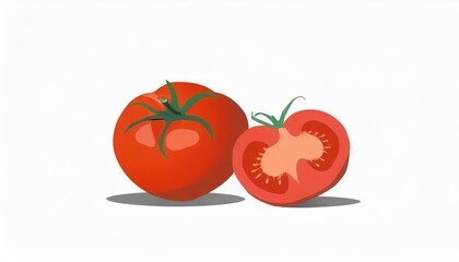 トマト　イラスト　白背景