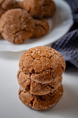 A group of Warm Homemade Gingersnap Cookies