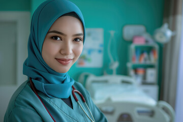 a 25 years old hijab female pediatric doctor