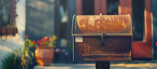 A mailbox in the midst of a bustling city