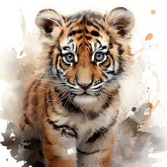 Watercolor Caspian tiger, clipart Illustration, Generative Ai