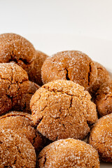 A group of Warm Homemade Gingersnap Cookies